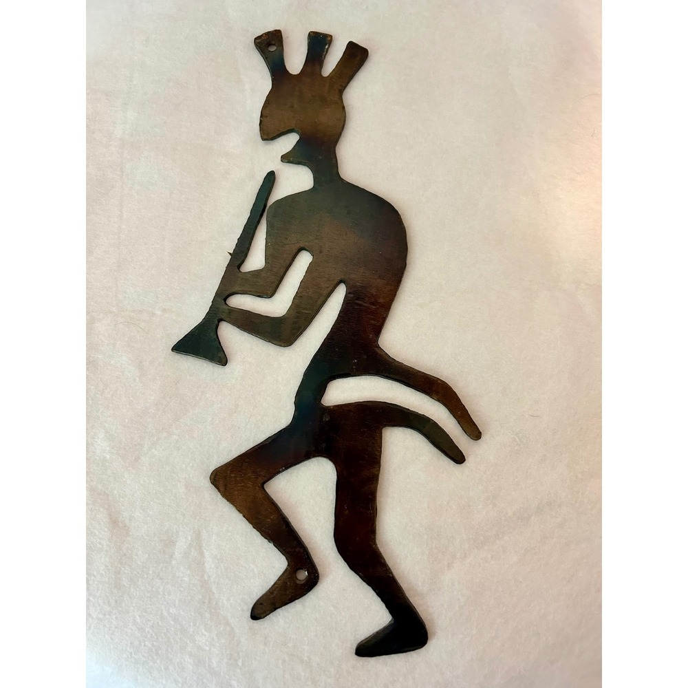Kokopelli Metal Wall Art Southwest Flute Player Torch Cut Patina Decor 12.5 Inch